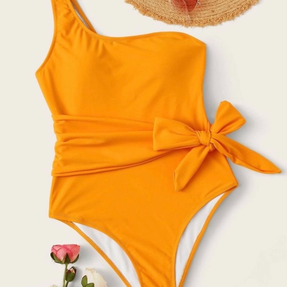 Golden One-Shoulder Bathing Suit NWOT